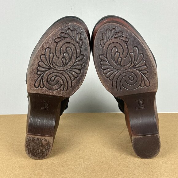 boc Cecila Slingback Clogs Womens 10 Black Faux Leather Block Heel Buckle - Picture 7 of 10